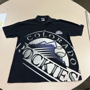 Vintage Starter Colorado Rockies All Over Print size Xl Polo Shirt 209